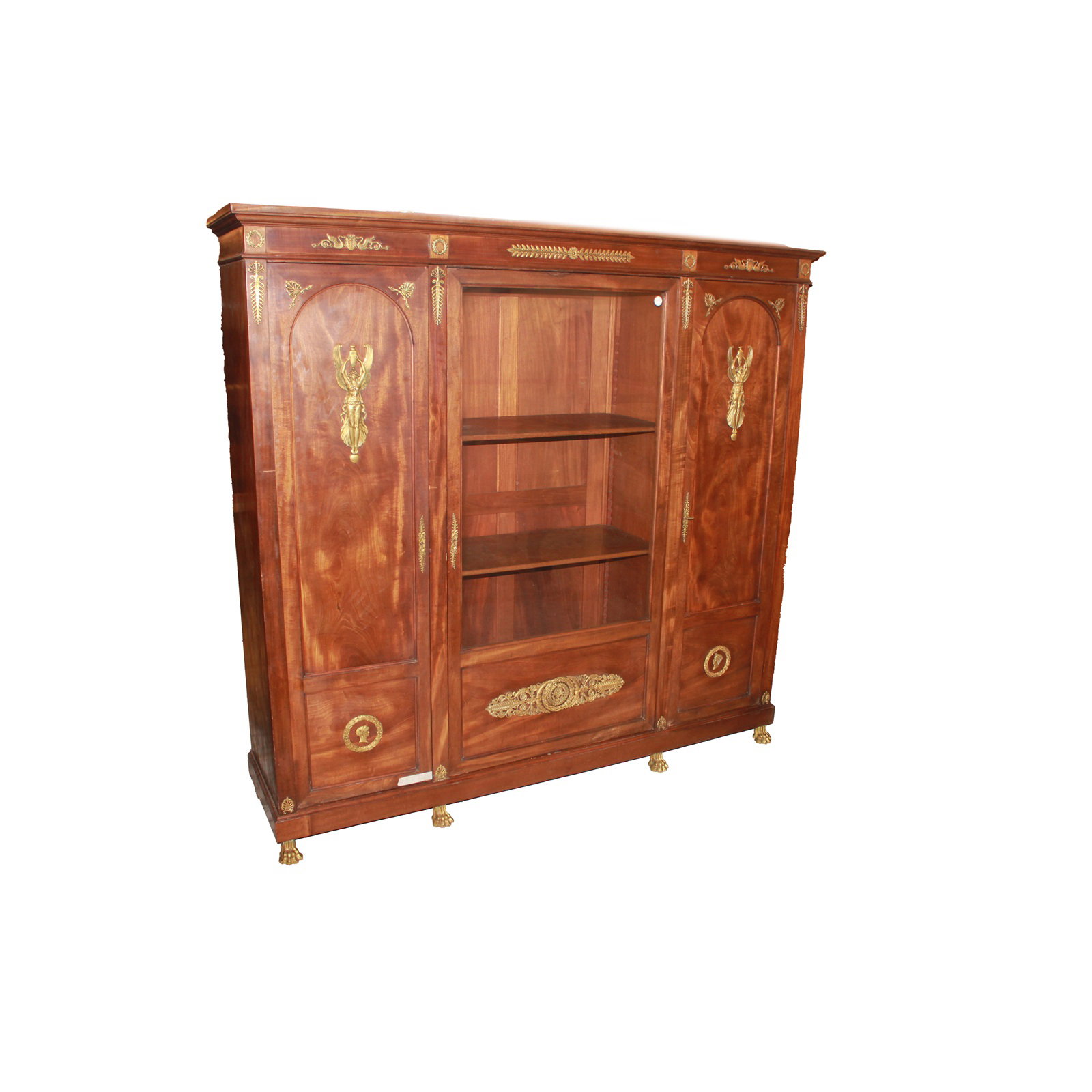Librería Estilo Imperio Francés de Finales del Siglo XIX en Madera de Caoba con Bronces